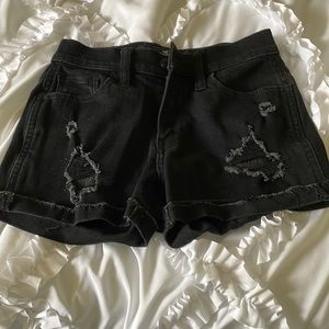 Black denim shorts